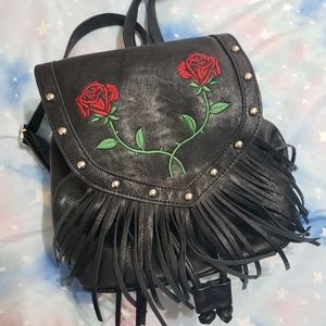 Black Embroidered Backpack